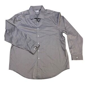 Van Heusen Flex‎ Men's 2XL Gray Dress Shirt Slim Fit Stretch Ultra Wrinkle Free
